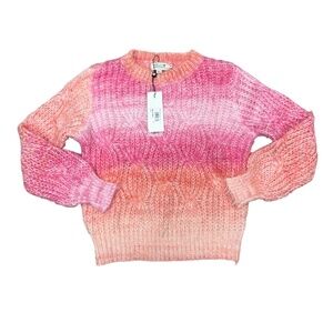 NWT Molly Bracken Pink Orange Fuzzy Sweater